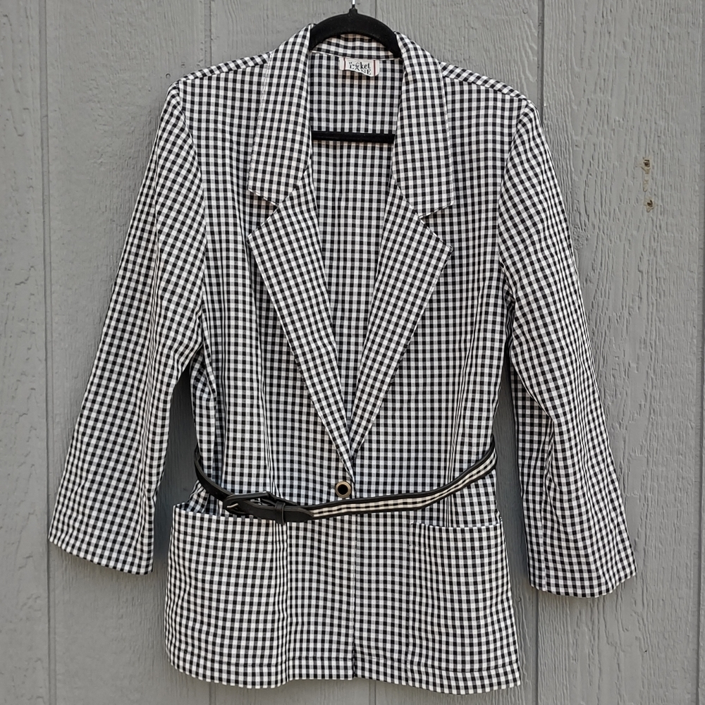 Vintage Cricket Lane Gingham Checked Blazer with Belt Size 12
